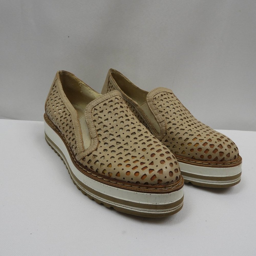 L806 Summit by White Mountain Tan Perforated Leather Platform Slip on